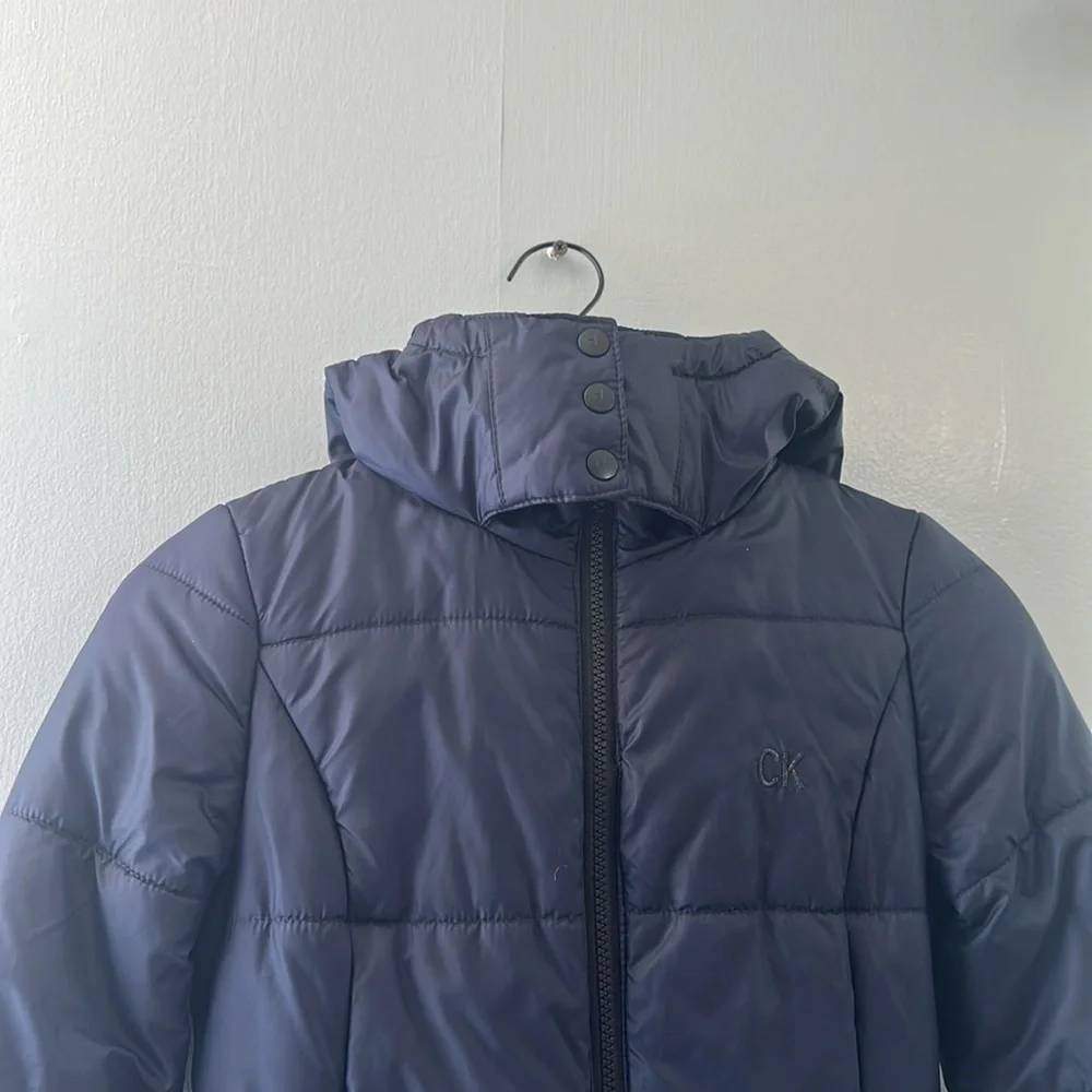 Calvin Klein Youth, Navy Blue,Zip-Up Hooded Puffer Coat Jacket SizeSmall/Petite